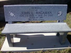 memorial bench for John Hagaman