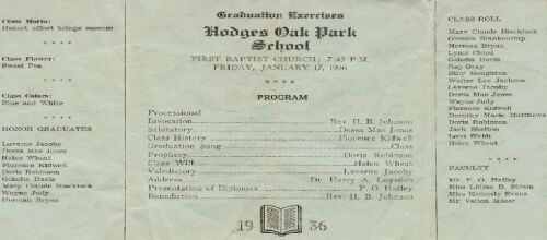 Graduation Program from Hodges Oak